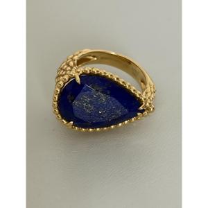 7619- Bague Boucheron Serpent Or Jaune Lapis Lazuli