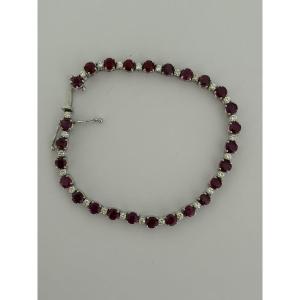 7716- Bracelet Tennis Or Gris Rubis Diamants