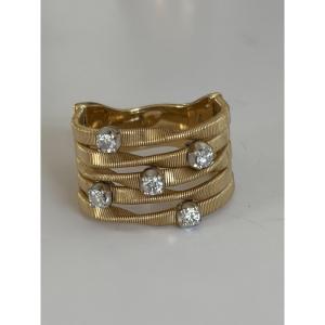 7843 - Marco Biego Band Ring In Yellow Gold And White Gold With Diamonds