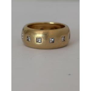 7901- Bague Bandeau Vintage Or Jaune Diamants
