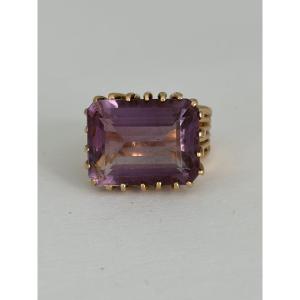 7905- Bague Vintage Or Jaune Améthyste