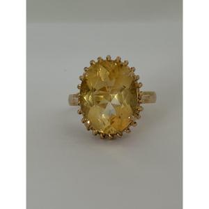 7837 - Vintage Rose Gold Citrine Ring, 6.80 Ct