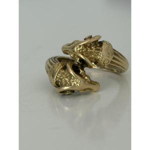 7856 - Vintage Yellow Gold Ram Ring