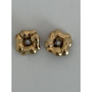 7858 - Vintage Yellow Gold Diamond Earrings