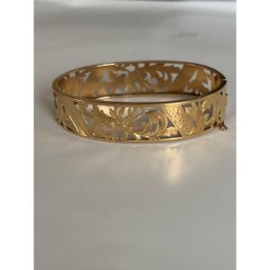 7869- Bracelet Jonc Articulé Ancien Or Jaune