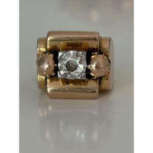 7890- Bague Tank Or Jaune Diamant 1,00 ct