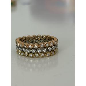 7959- Bague Souple Vintage 3 Ors Diamants