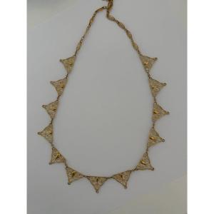7965 - Vintage Yellow Gold Filigree Drapery Necklace