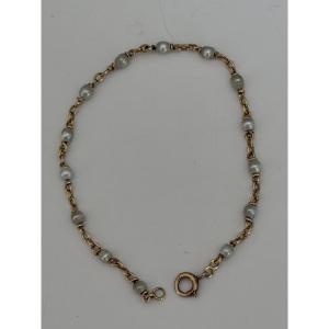 7975 - Yellow Gold Bracelet With Baroque Pearls