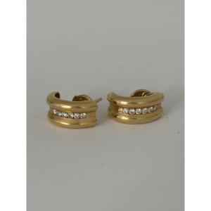 8056 - Vintage Yellow Gold Diamond Earrings