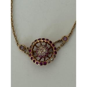 8062- Bracelet Boucheron "Ma Jolie" Or Rose Saphirs Roses Diamants