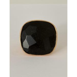 8078- Très importante Bague Chevalière Or Jaune Onyx