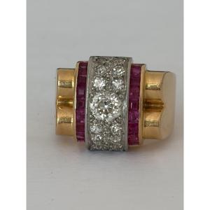 8016- Bague Or Gris Saphir Diamants