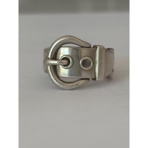 8022 - Hermes Silver Belt Ring