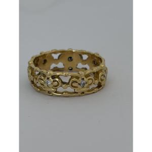 7743 - Vintage Domed Yellow Gold Diamond Ring