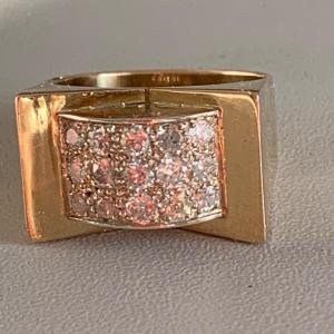 2909- Tank Ring Yellow Gold Diamonds