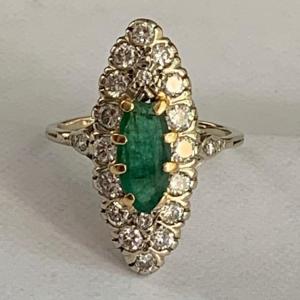 3391 – Marquise Emerald Diamond Ring