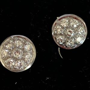 3247 – Boucles d'Oreilles Fleur Or Gris Diamants