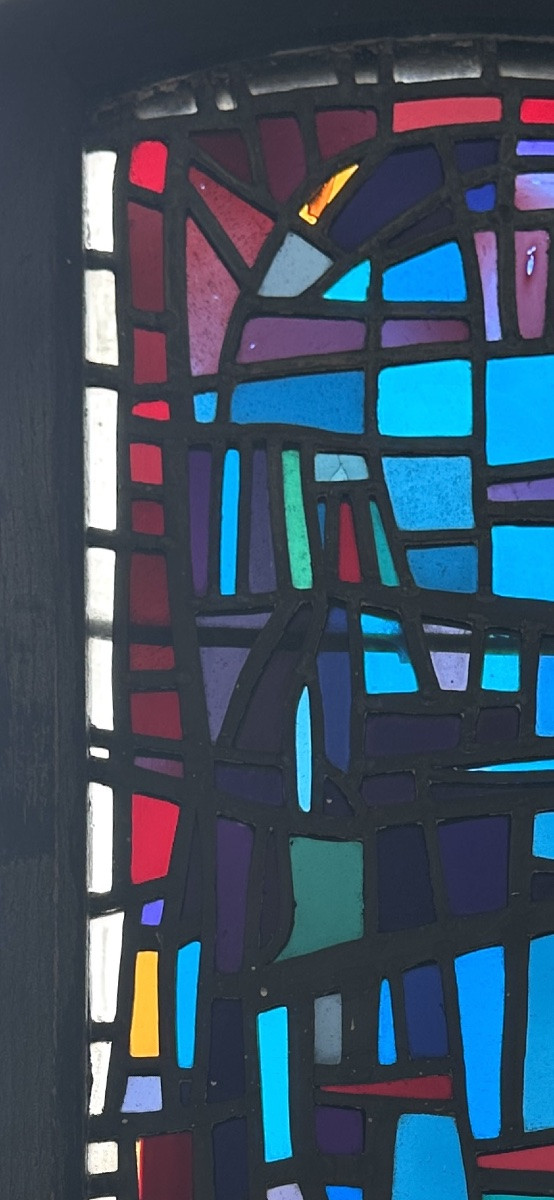 Vintage Stained Glass, Brutalist Style, 1960s-photo-3