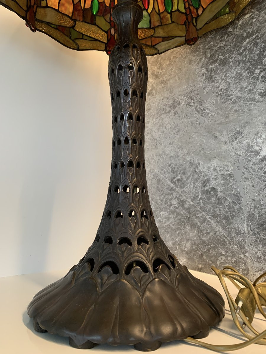Very Large Tiffany Dragonfly Table Lamp -photo-4