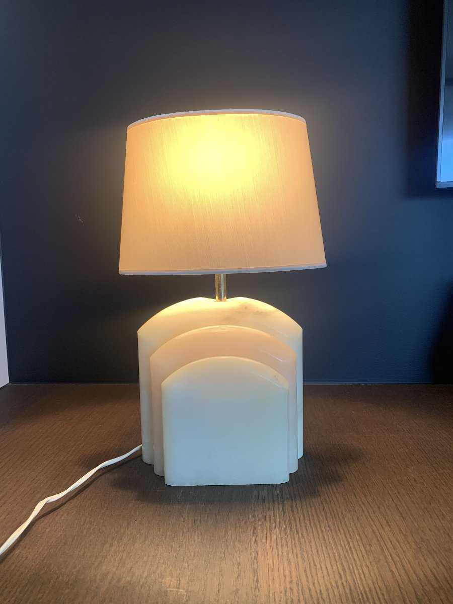 Hollywood Regency Marble Table Lamp-photo-2