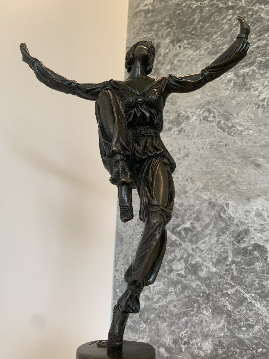 Sculpture De Danseuse En Bronze Art Déco Par Pierre Lauel-photo-3