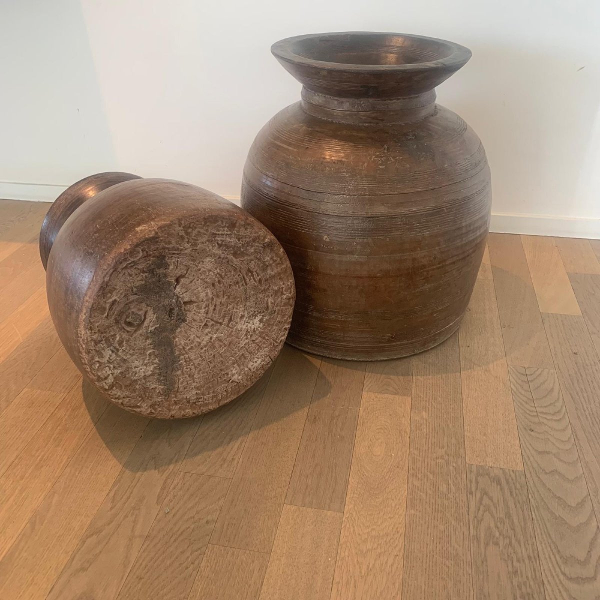 2 Antique Wooden Pitchers  -photo-4