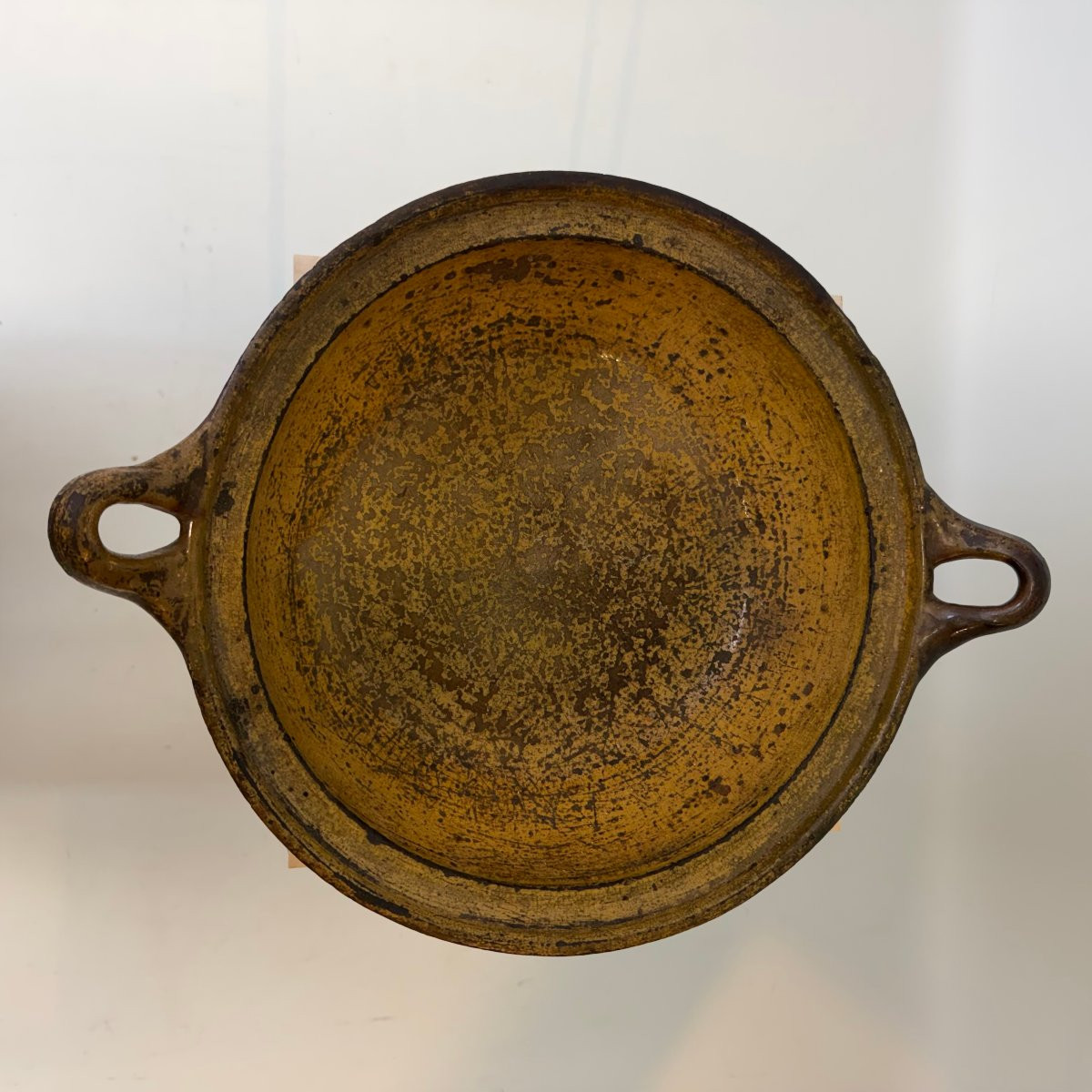 Large Antique Glazed Terracotta Bowl-photo-3