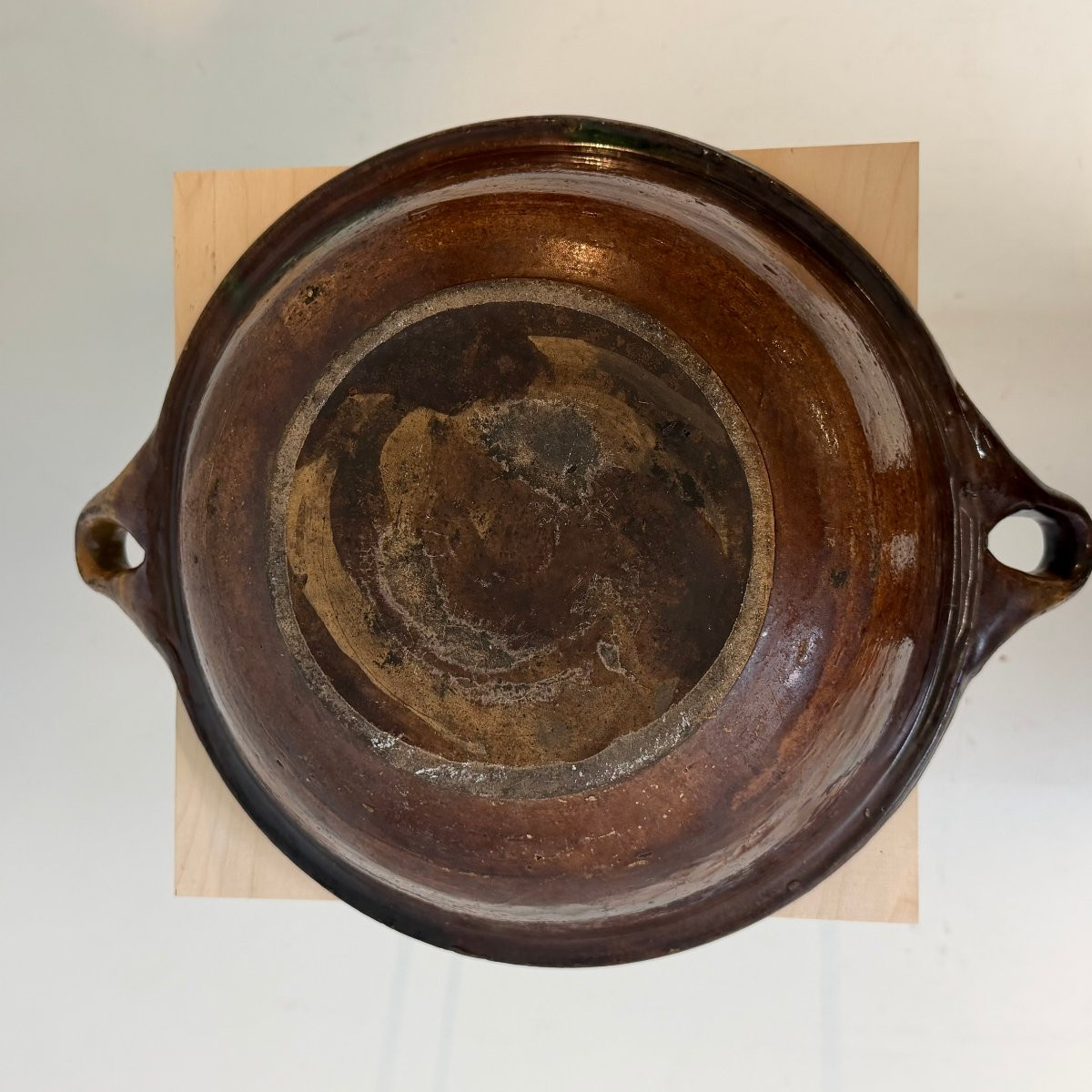 Large Antique Glazed Terracotta Bowl-photo-2