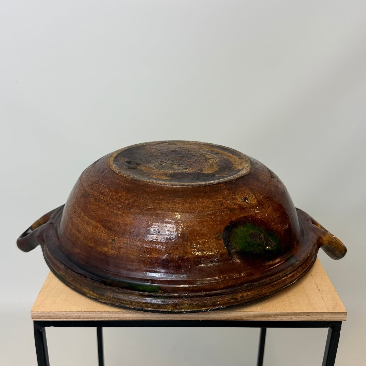 Large Antique Glazed Terracotta Bowl-photo-4