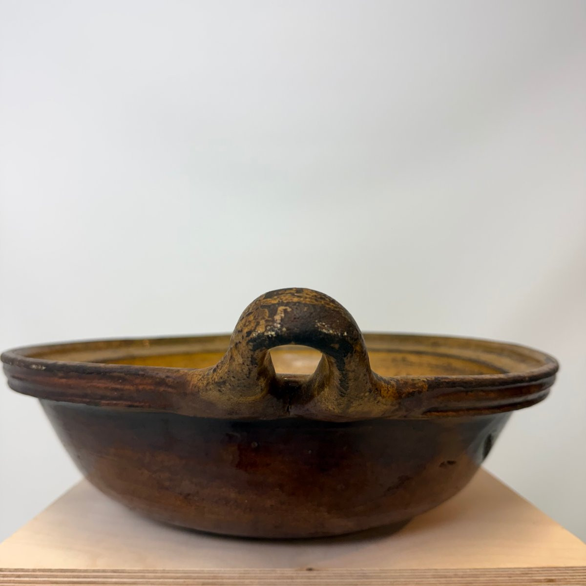 Large Antique Glazed Terracotta Bowl-photo-6