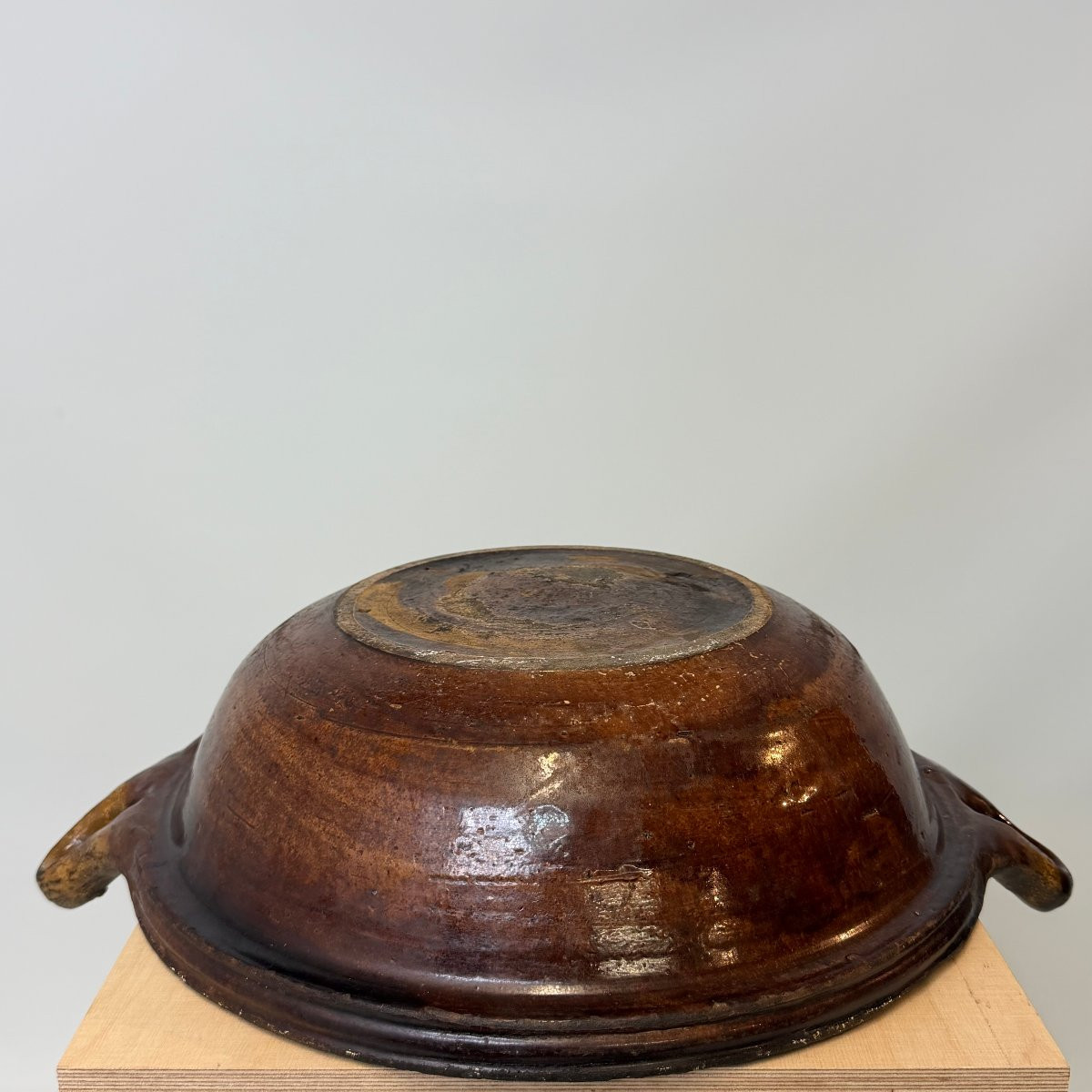 Large Antique Glazed Terracotta Bowl-photo-7