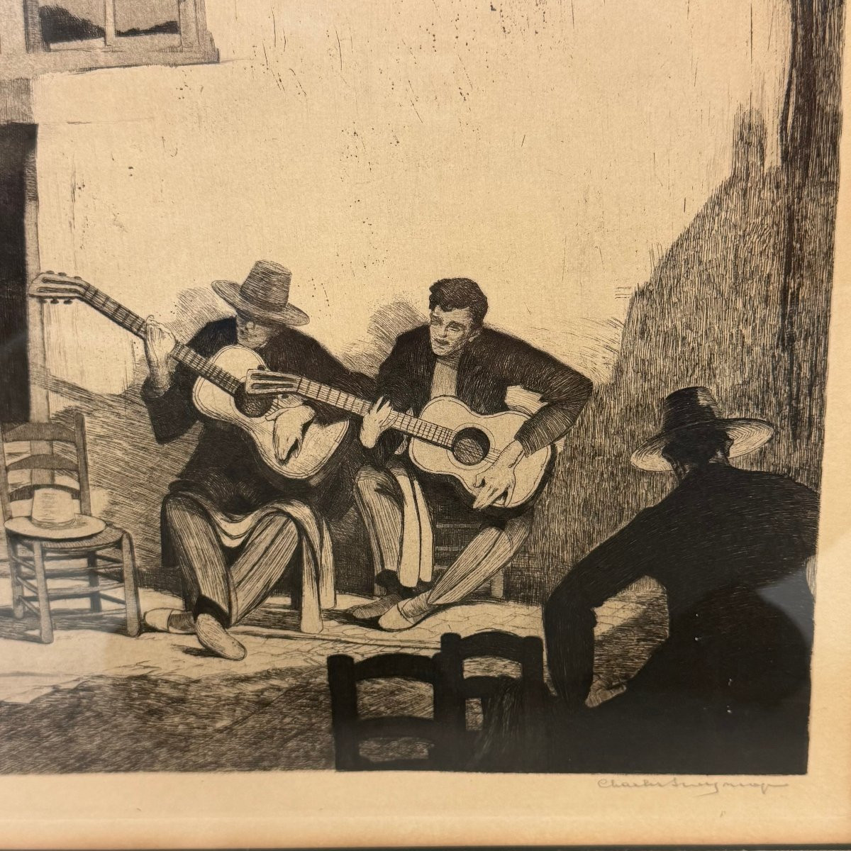 Gravure « Guitaristes » par Charles Swyncop -photo-1