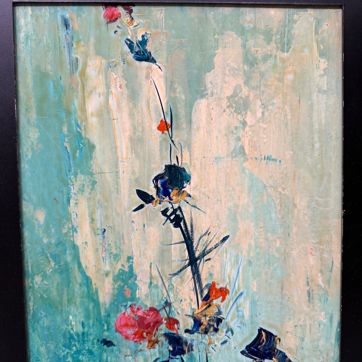 Nature morte abstraite d'un vase avec des fleurs-photo-2