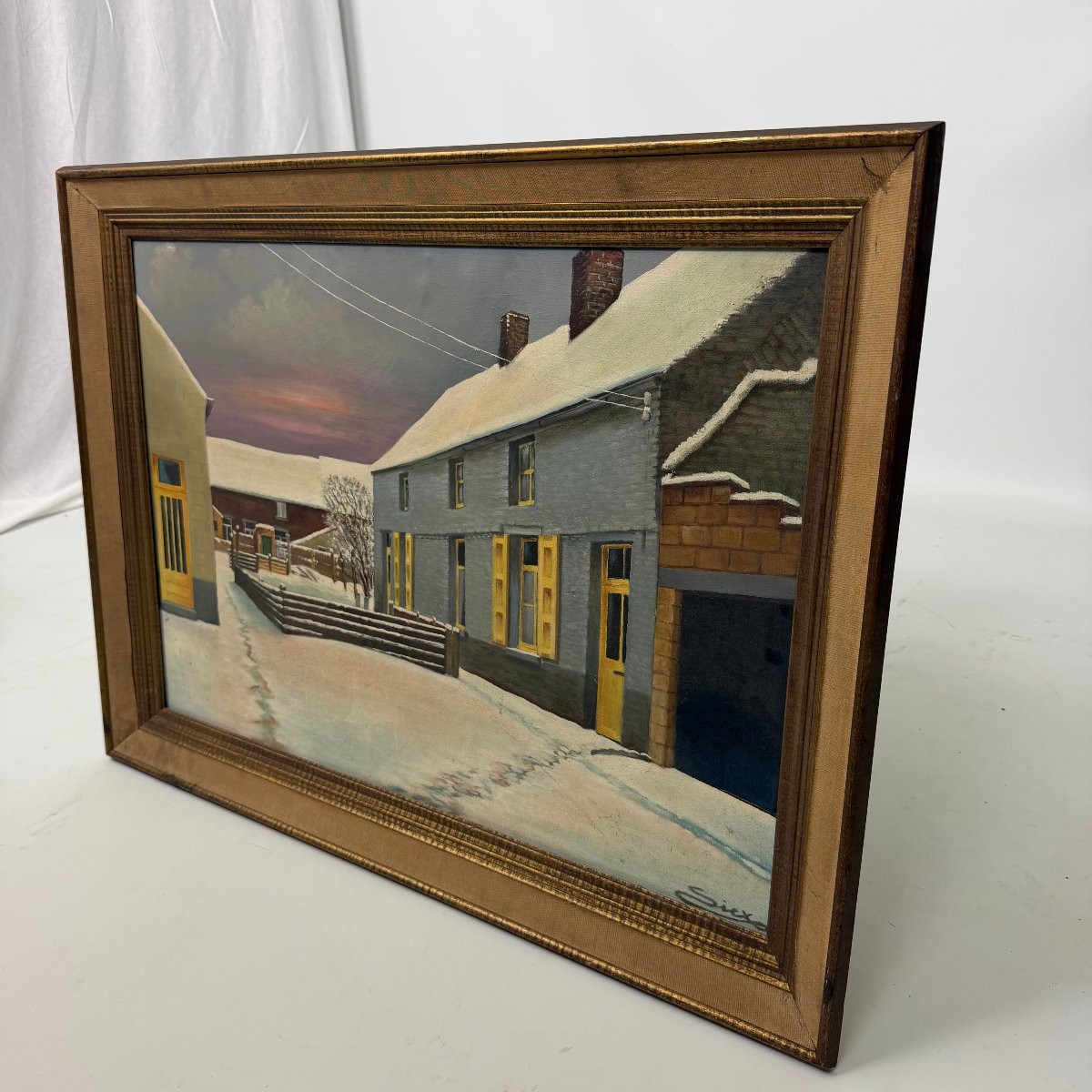 Oil On Canvas “cour Boraine” By Sicx -photo-1