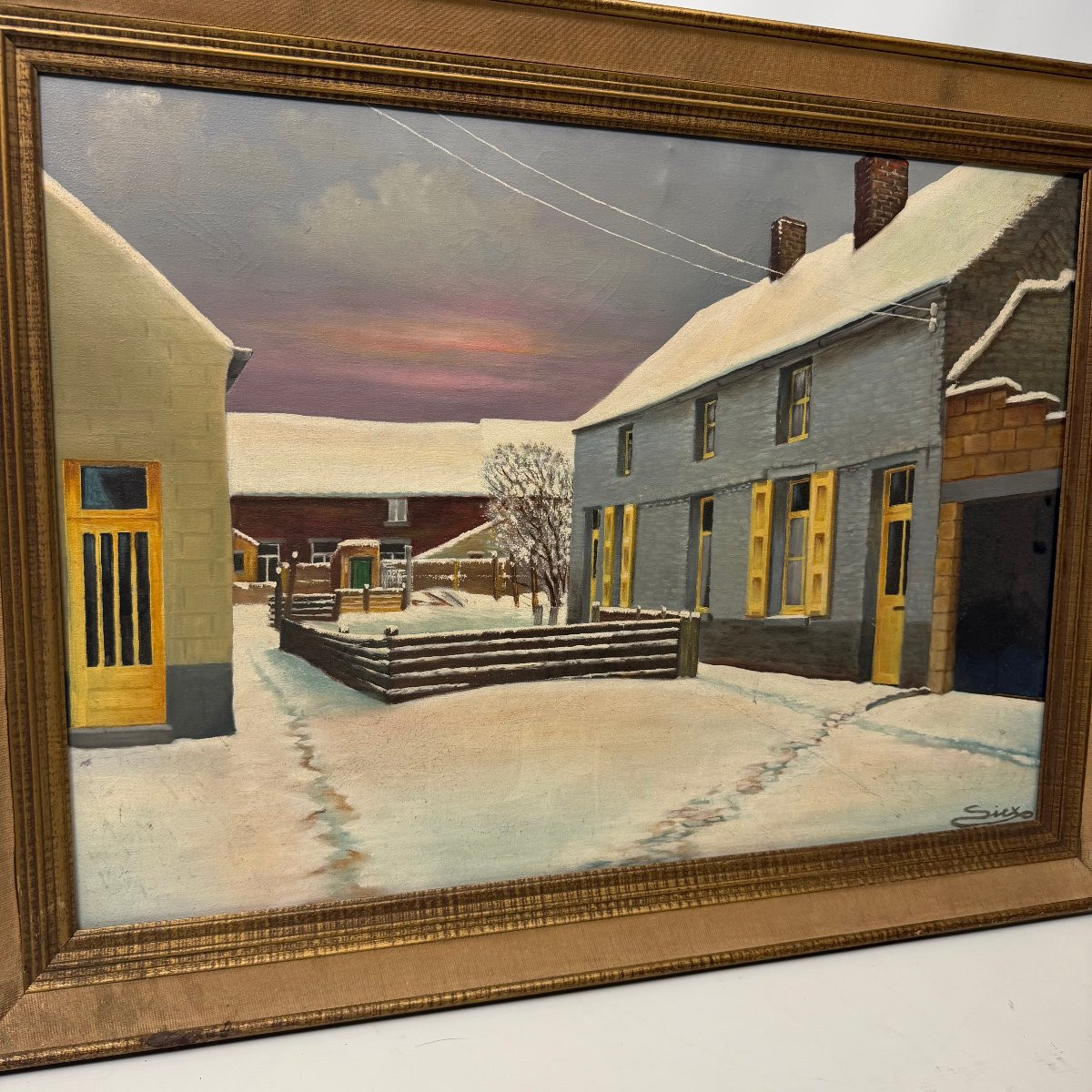 Oil On Canvas “cour Boraine” By Sicx -photo-2