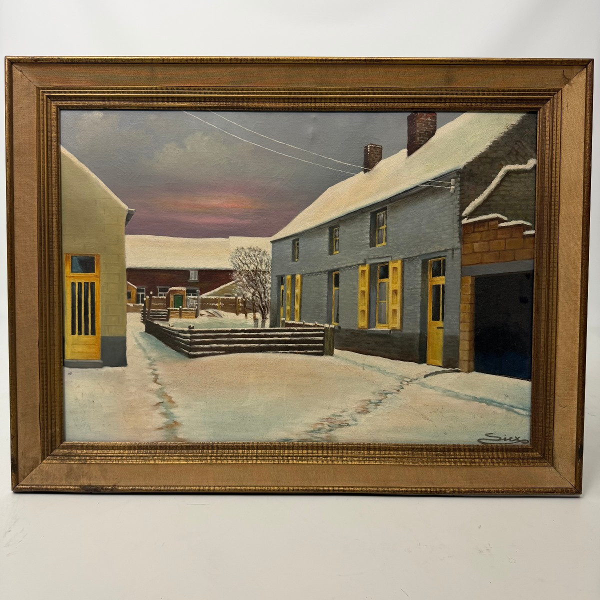 Oil On Canvas “cour Boraine” By Sicx 