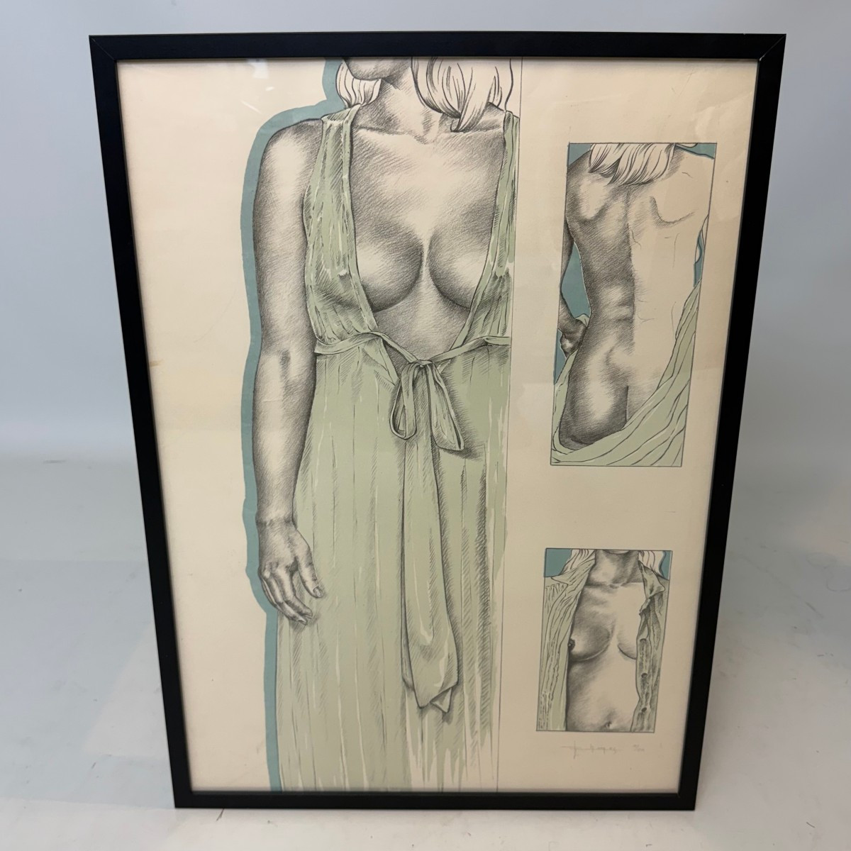 Lithographie d'un nu féminin par Eddy Thomas 