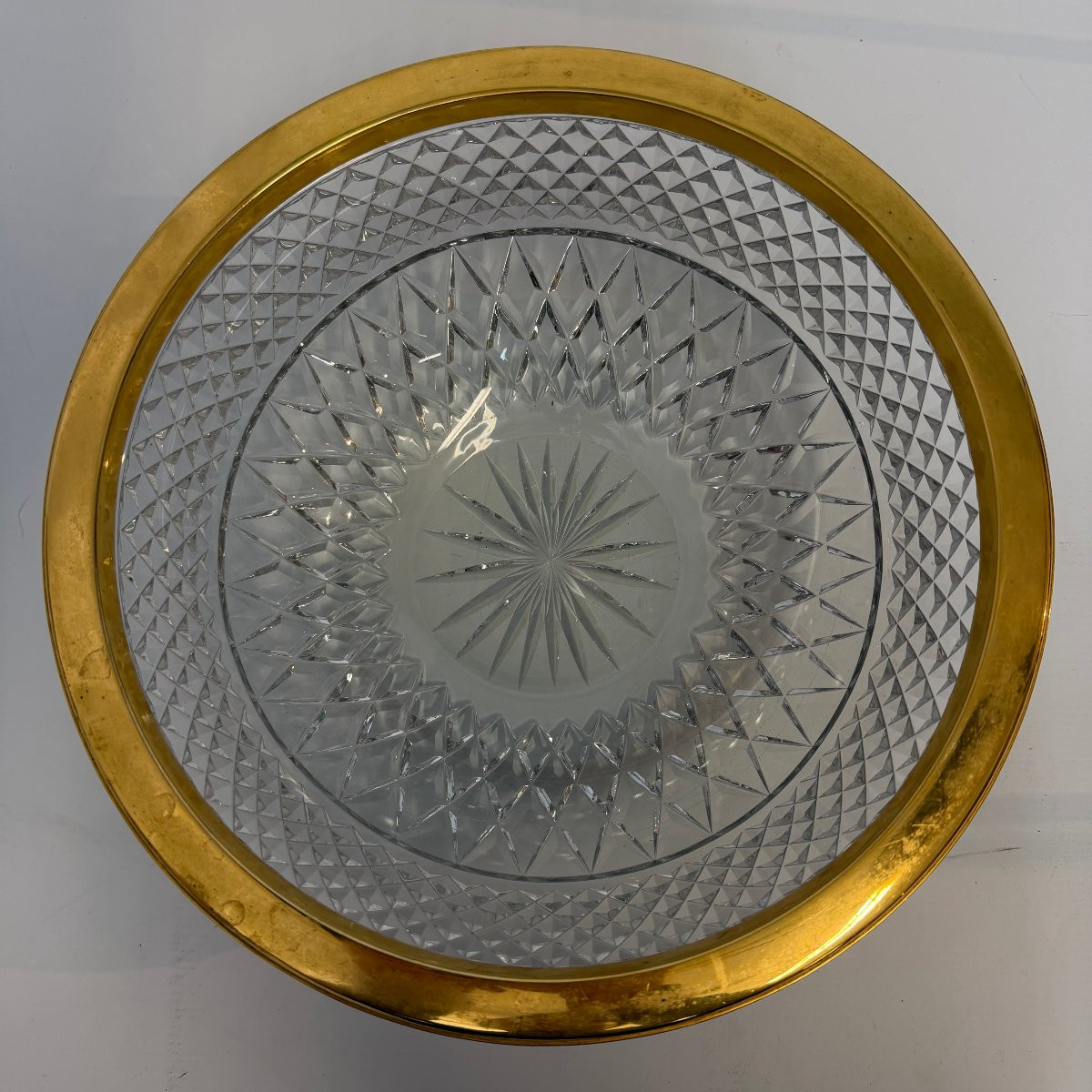 Bol en cristal ancien avec bordure dorée. -photo-3