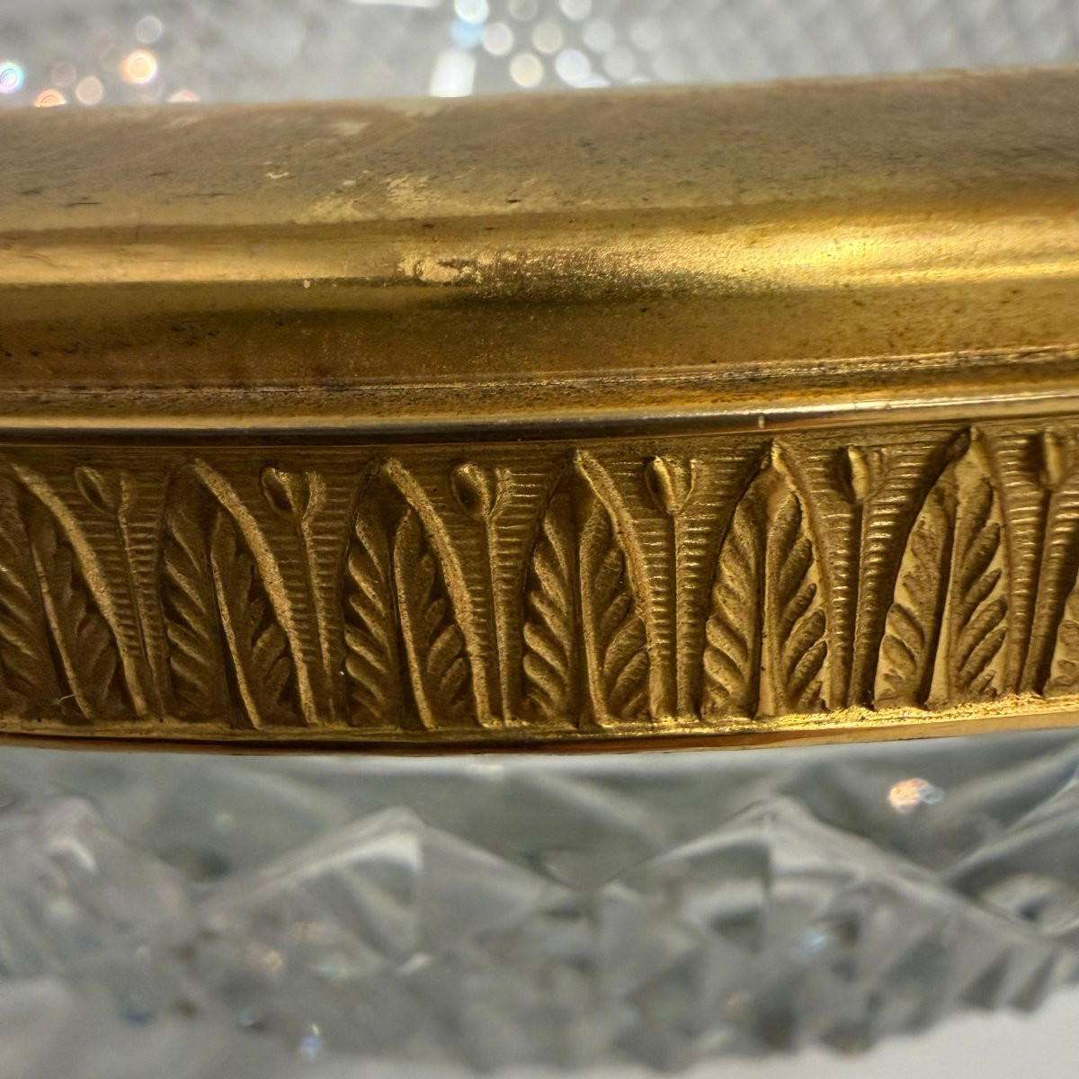 Bol en cristal ancien avec bordure dorée. -photo-4