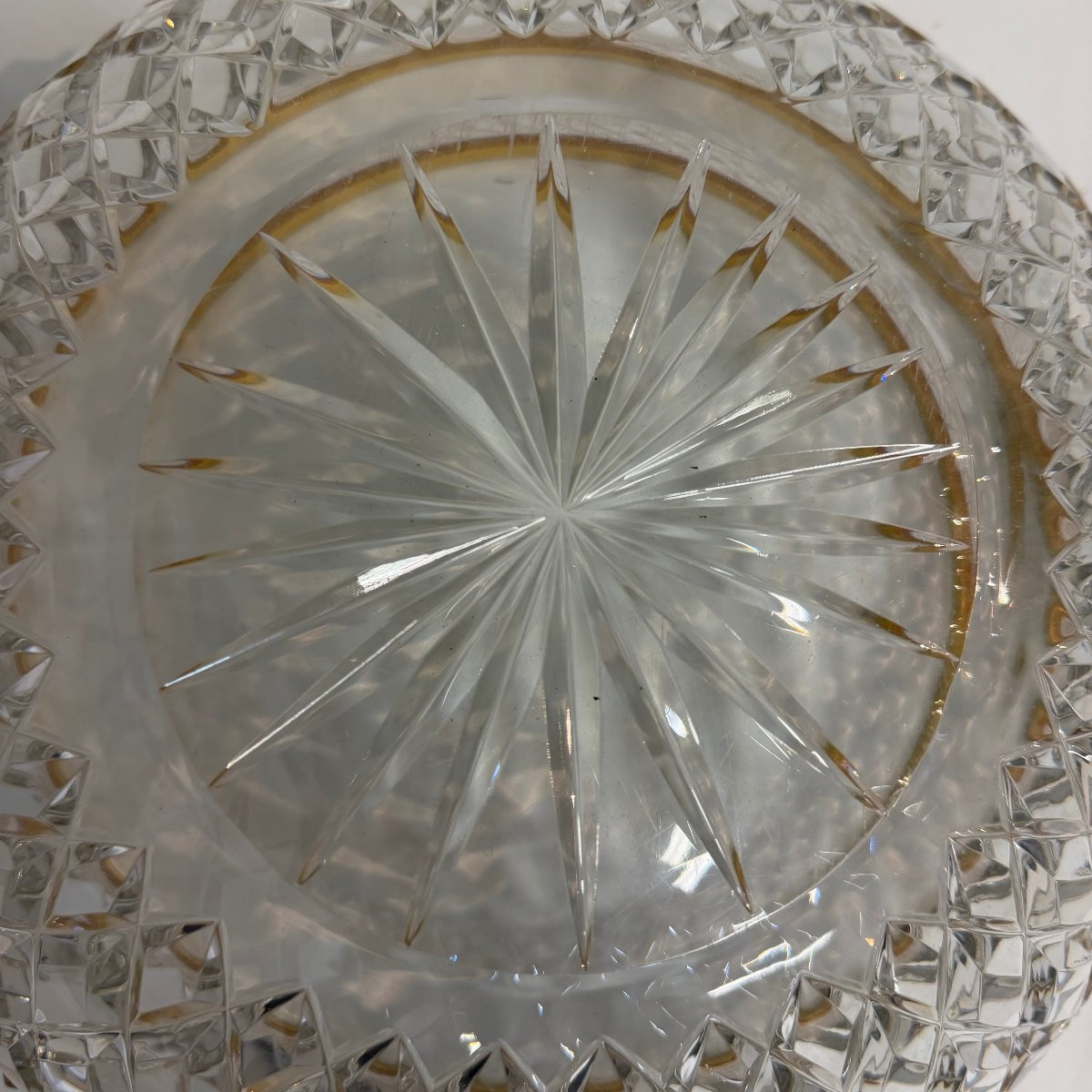 Bol en cristal ancien avec bordure dorée. -photo-7