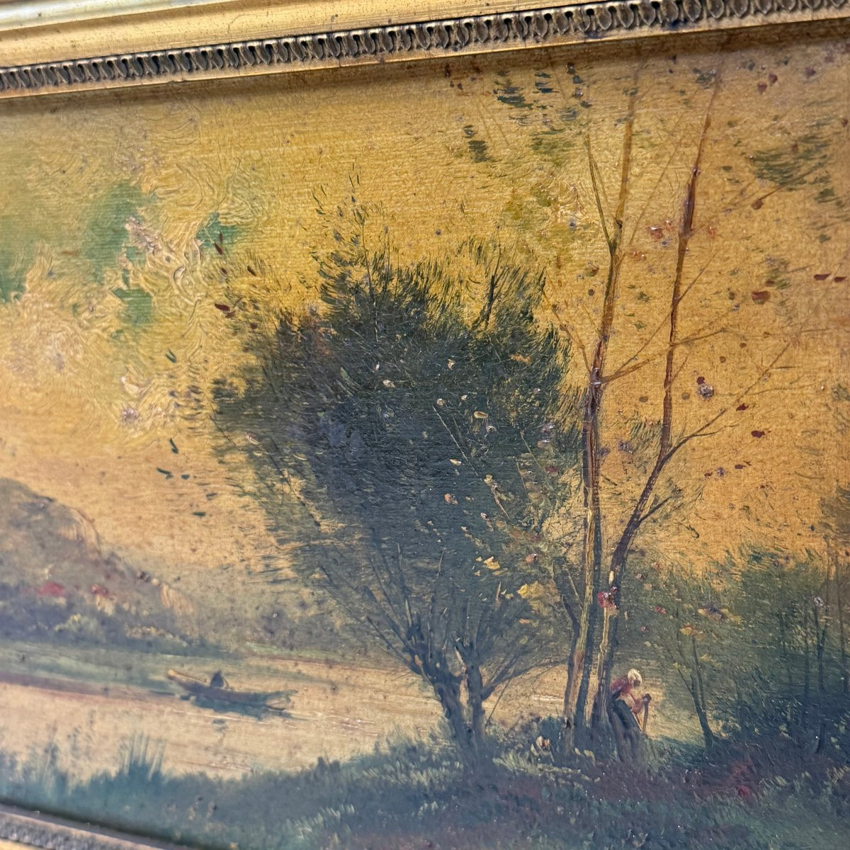 River Landscape In Oil On Canvas -photo-4