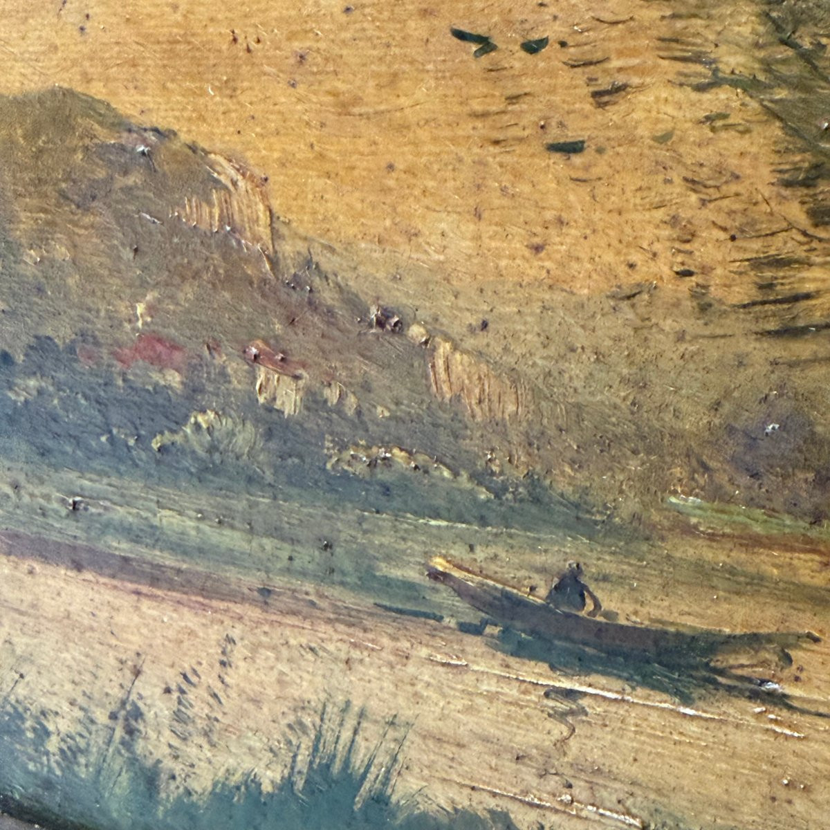 River Landscape In Oil On Canvas -photo-1