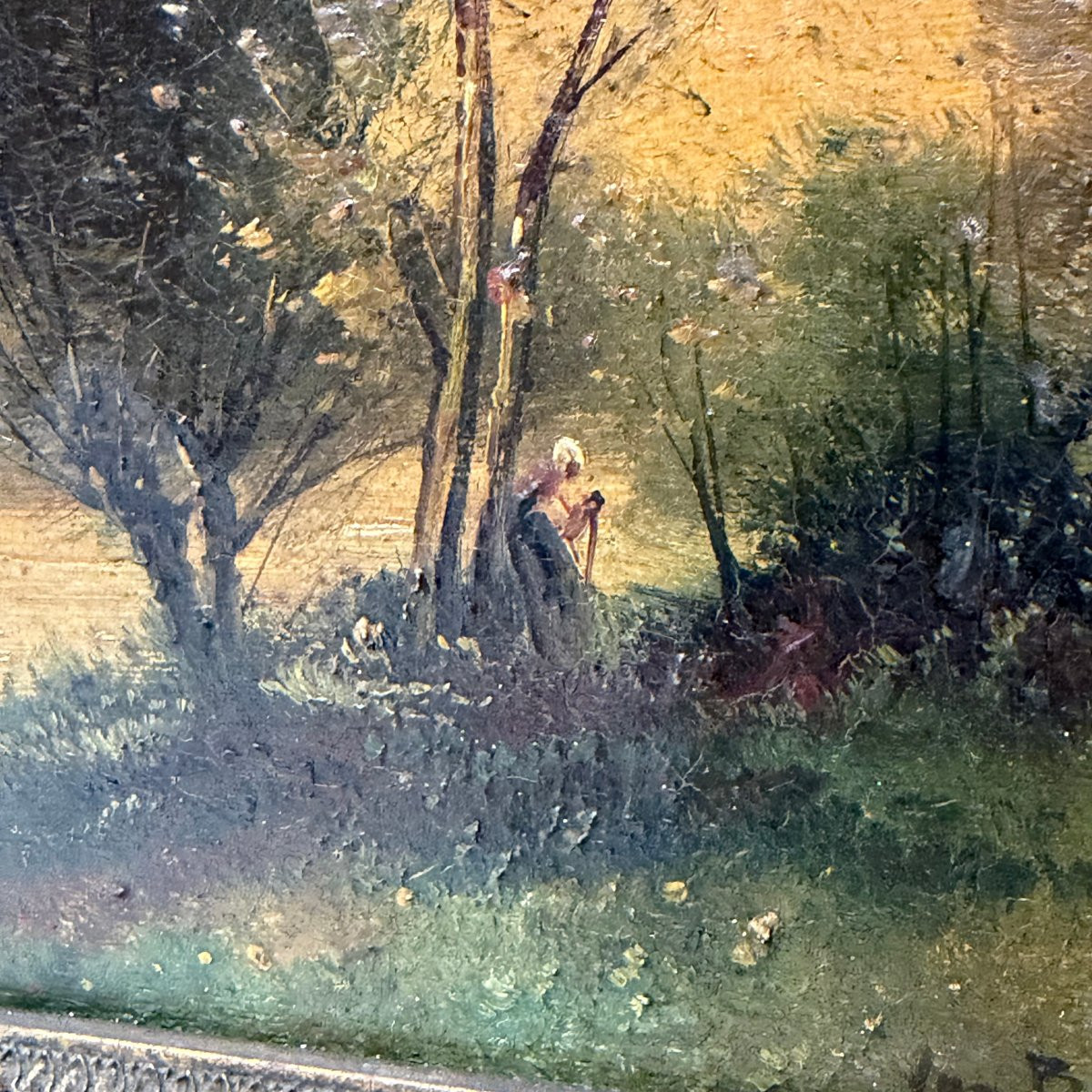 River Landscape In Oil On Canvas -photo-2