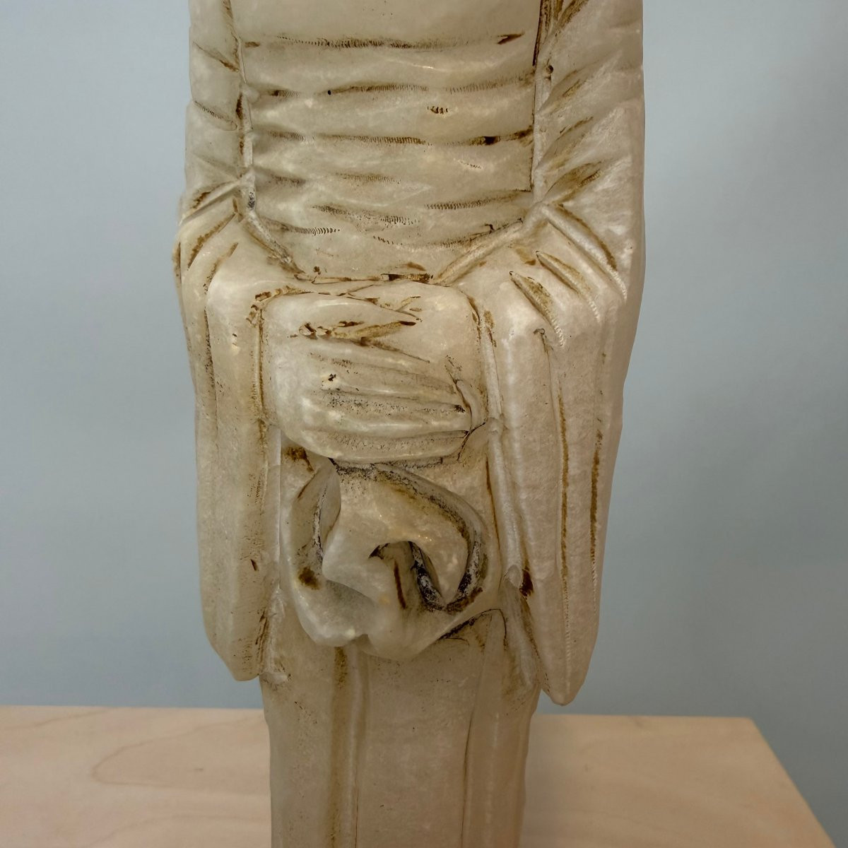 Statue en albâtre représentant une femme asiatique-photo-3