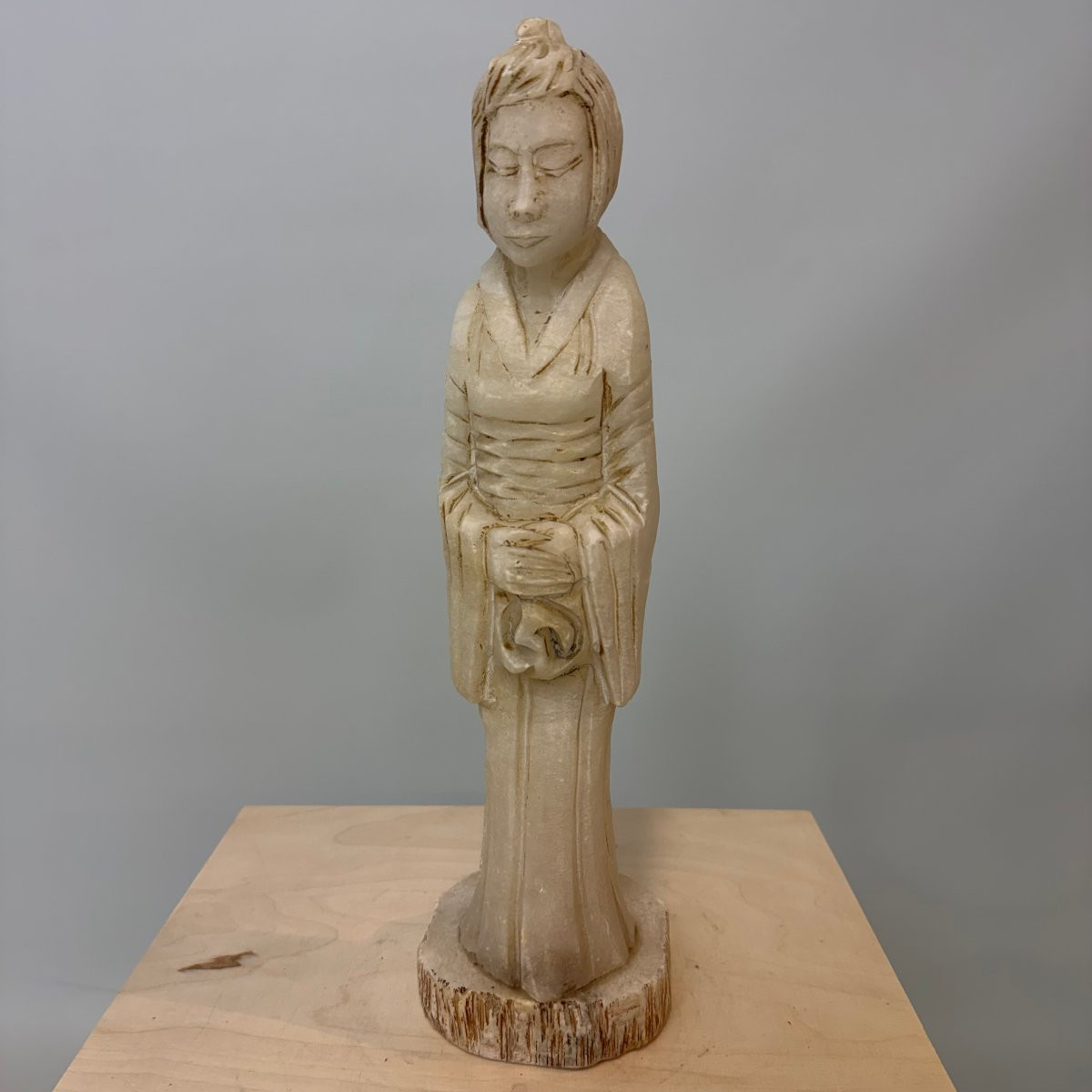 Statue en albâtre représentant une femme asiatique-photo-5