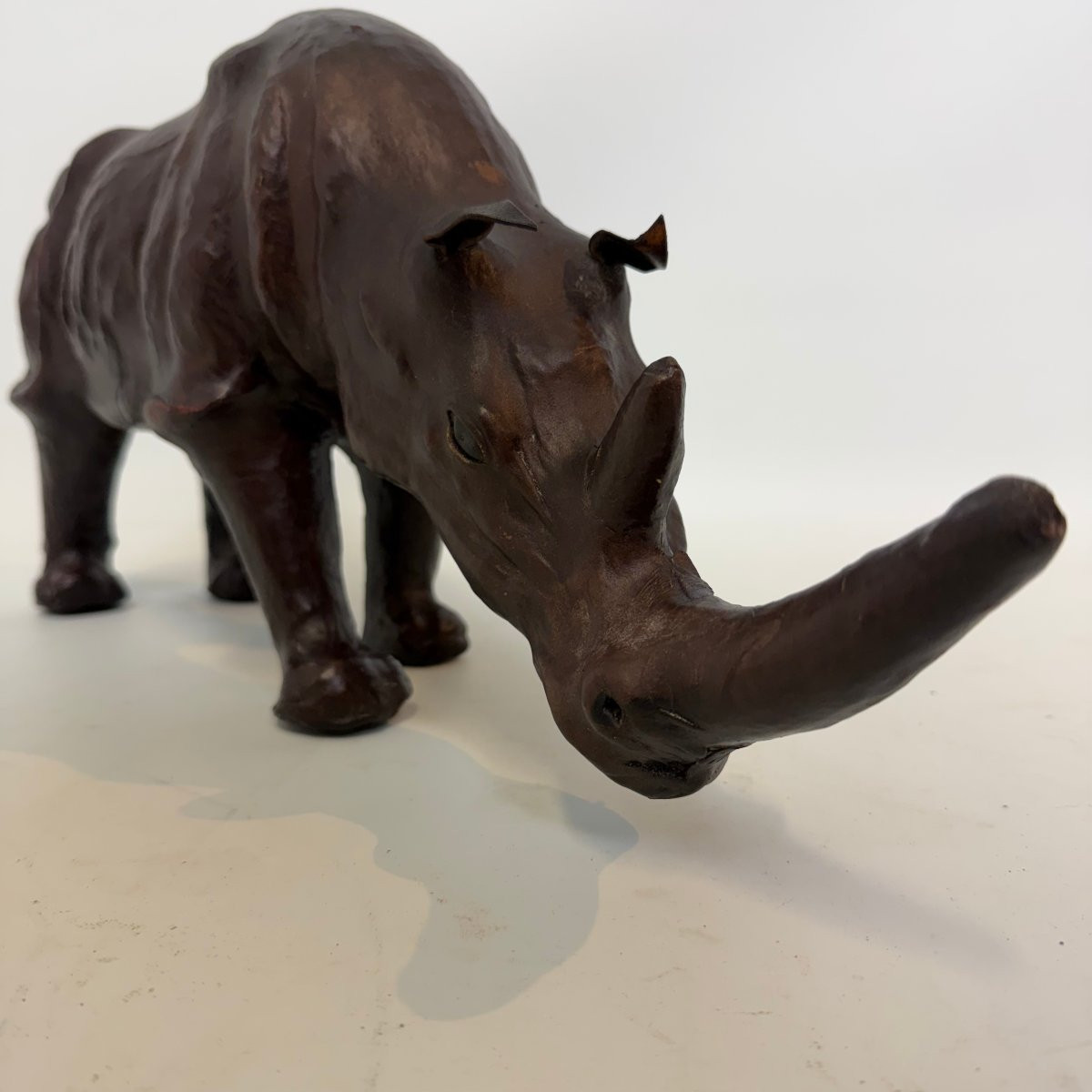 Mid-century Leather Rhinoceros  -photo-4