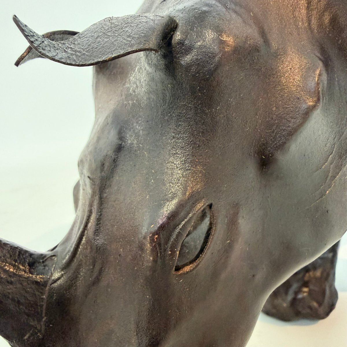 Mid-century Leather Rhinoceros  -photo-6