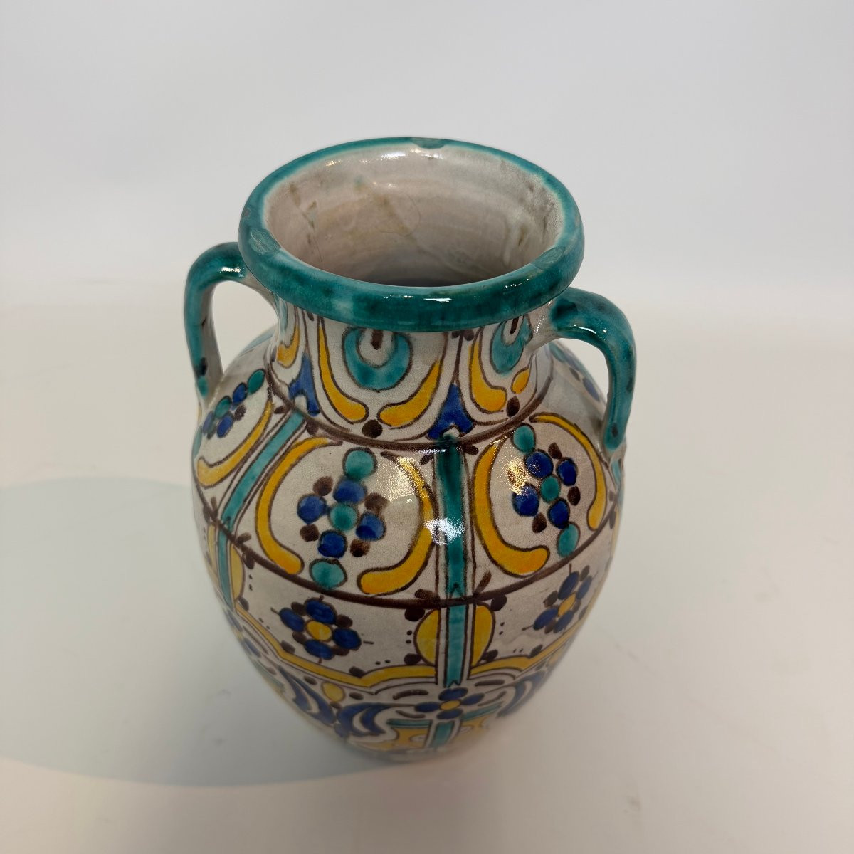 Majolica-style Vase With Two Handles -photo-2