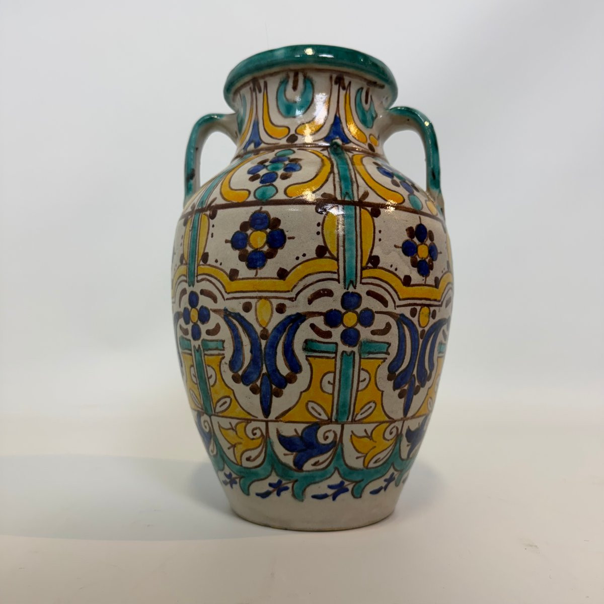 Majolica-style Vase With Two Handles -photo-3